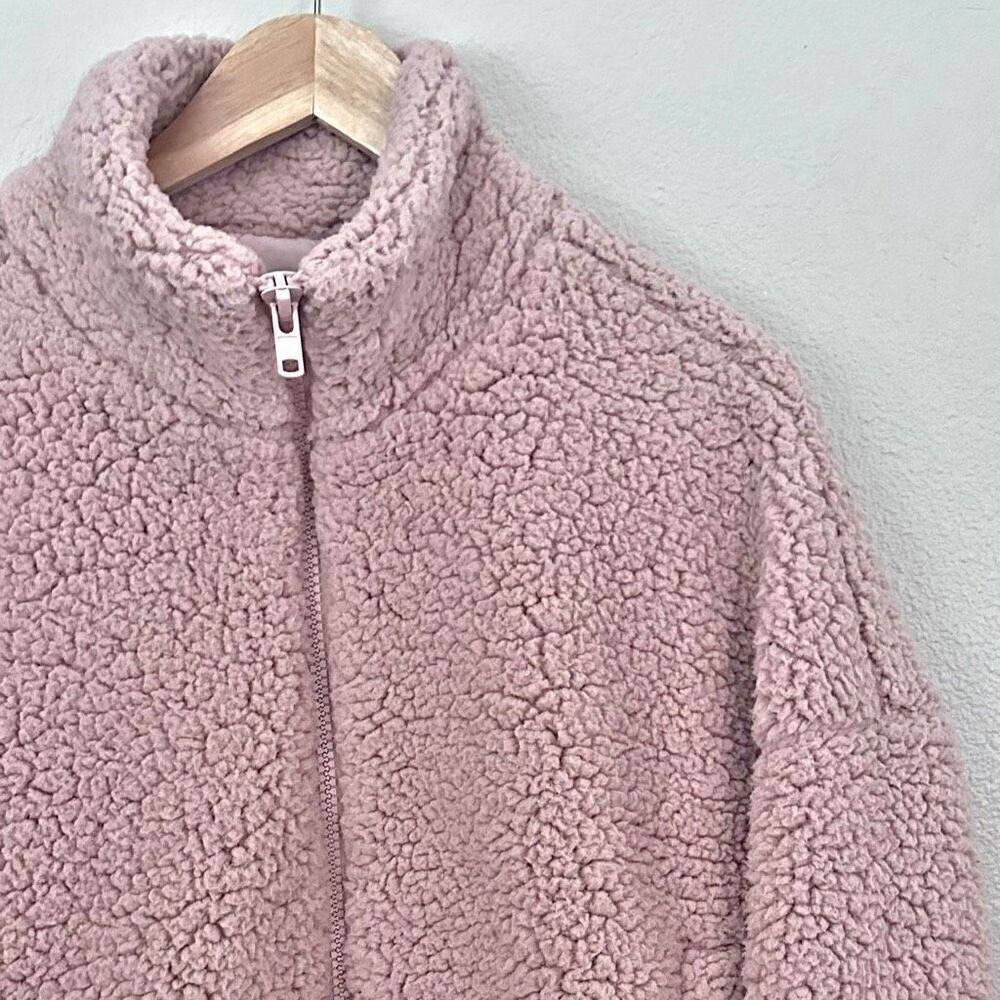URBAN OUTFITTERS | Willow Fuzzy Drawstring Teddy Jacket Blush Pink | Size Medium - Picture 4 of 8